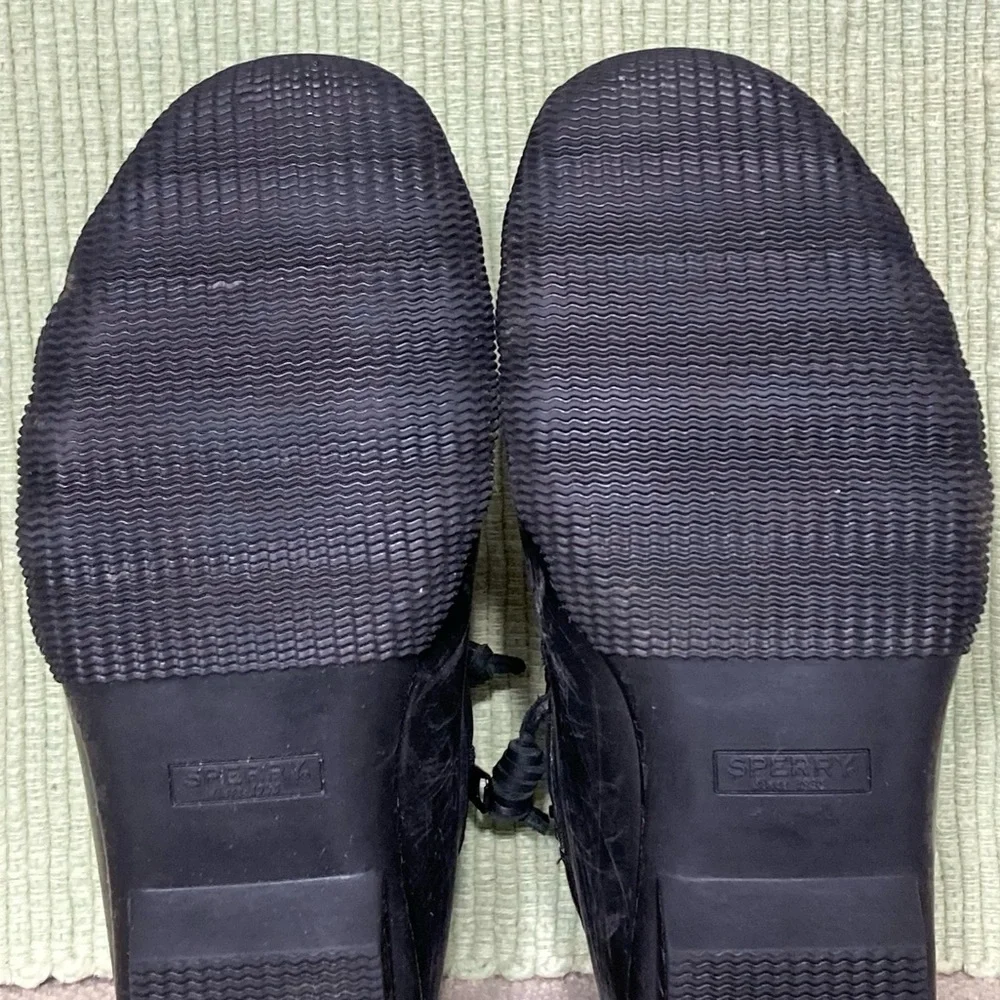 Sperry Womens Black Saltwater Nylon w/Flannel Lining Waterprf Duck Boots SZ US 6